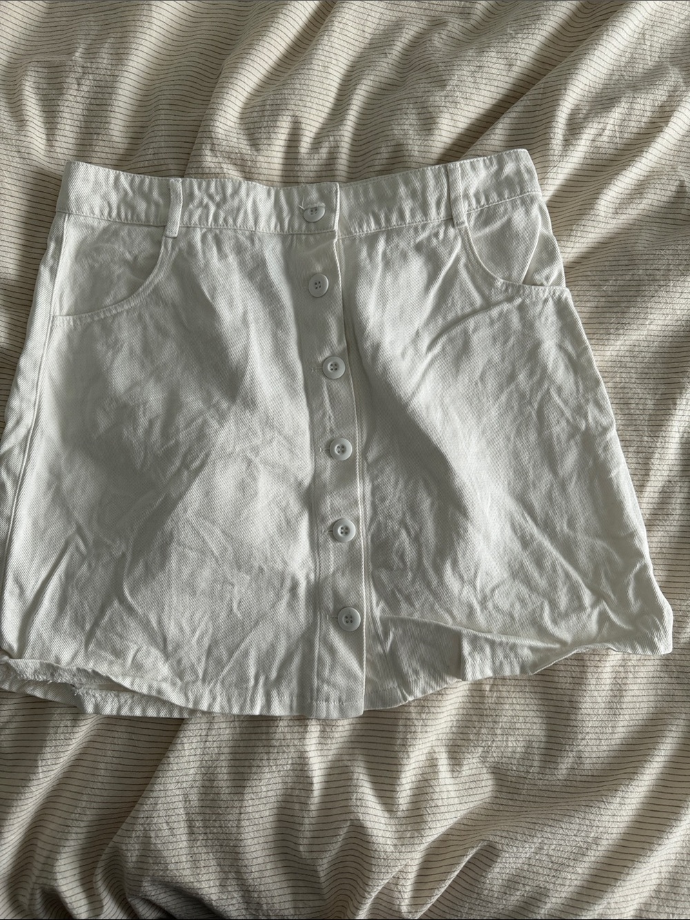 Jungmaven White Button-Front Mini Skirt